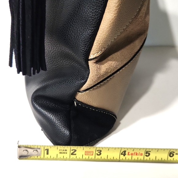 Sondra Roberts Patchwork Large Leather Shoulder Bag Satchel Tote EUC! - Picture 11 of 13